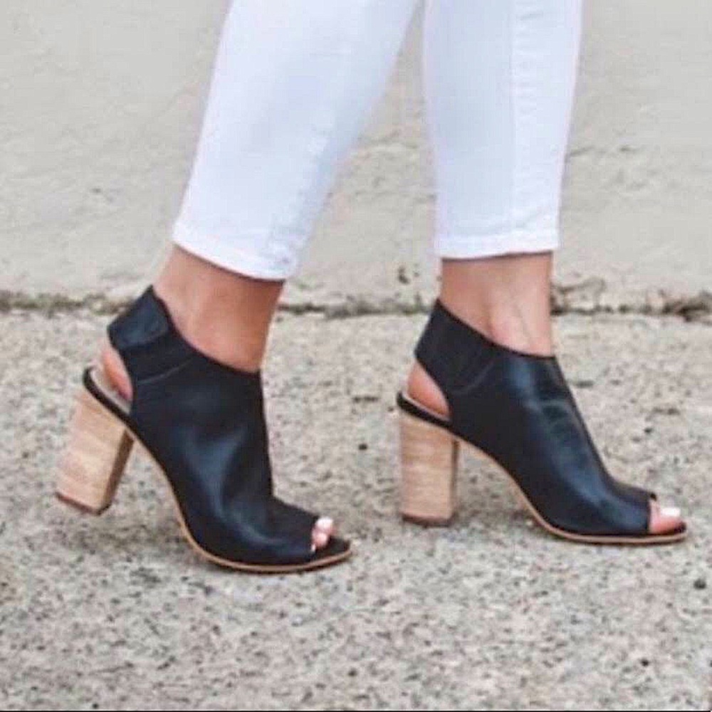 Steve Madden Nobel Black Cutout Heeled Peep Toe Booties